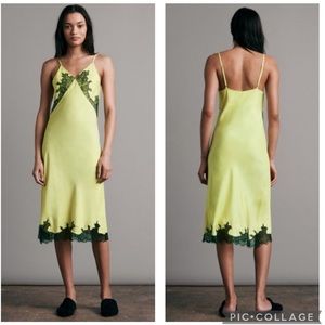 Rag & Bone Logan Lace Trim Slip Dress Silk Blend Yellow 6